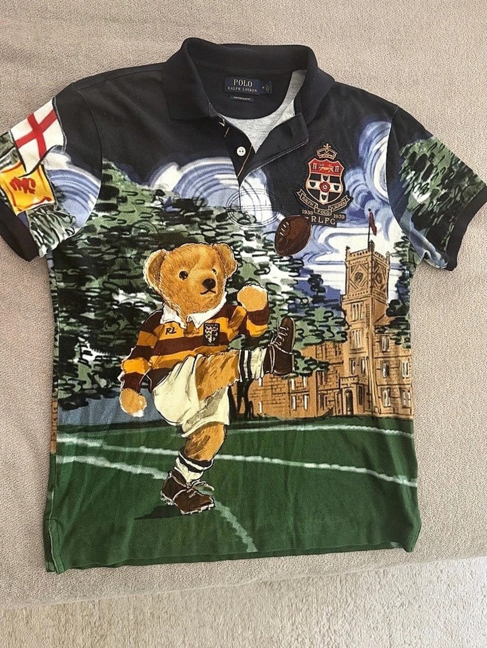 Polo Ralph Lauren All Over Rugby Bear Graphic Polo Shirt Polo Shirt Color Block